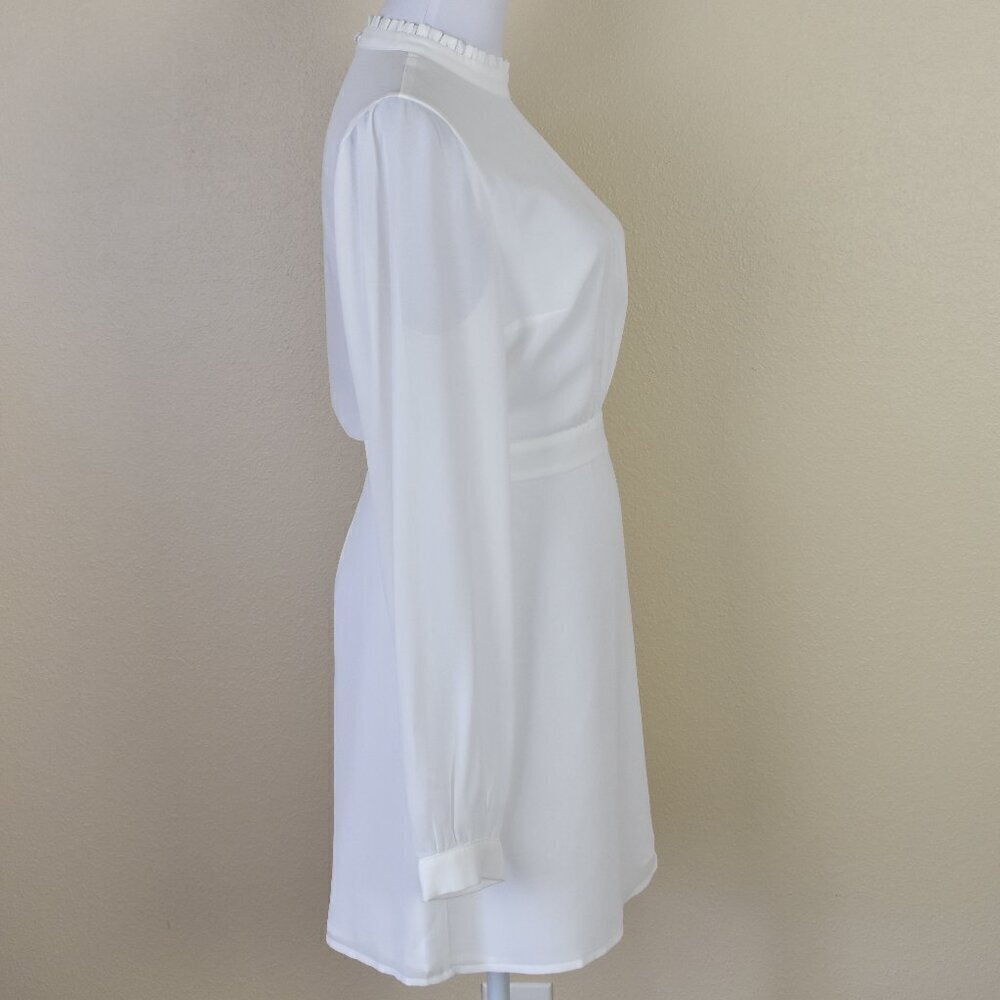 Modcloth White Long Sleeve Back Slit Dress - 10 - Picture 6 of 9